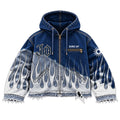 DENIM FLAME HOODIE